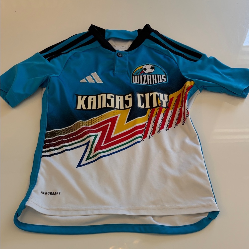 Kansas City Wizards compass minerals Kids Blue Soccer Jersey